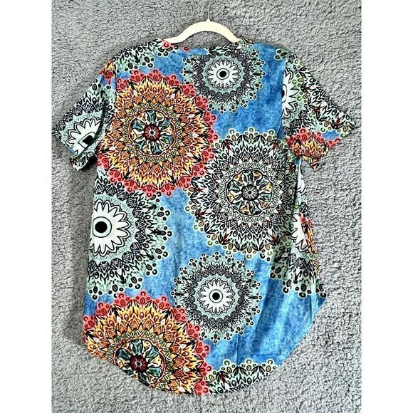 Yidarton Women's XL Short Sleeve Floral V-Neck Vibrant Geometric Blouse - Picture 7 of 7